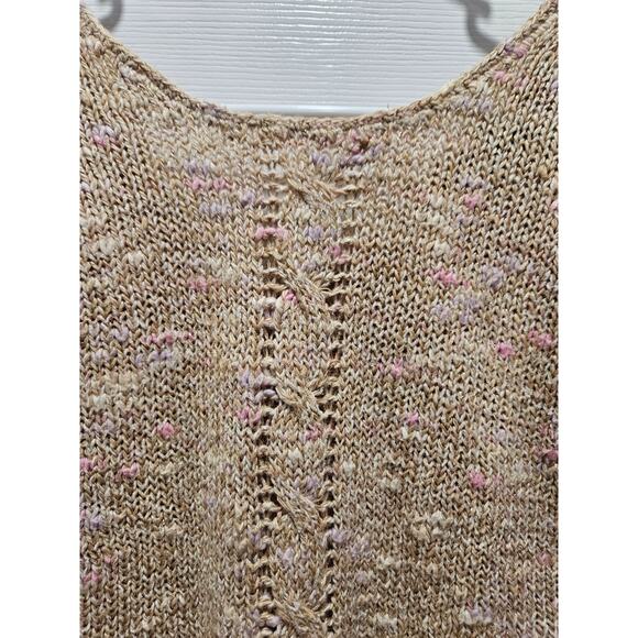 Vintage Jonathan Martin Glam Glittery Beige Cropped Sweater Size M Linen Blend - Picture 4 of 16